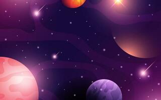 Realistic galaxy background with colorful planets vector