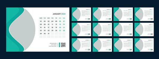 Vector desk calendar template 2024