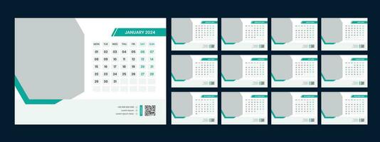 Vector desk calendar template 2024