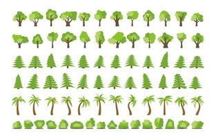Big set of different trees and bushes. Vector illustration
