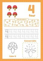 Trace, color, dot to dot exercises for kids vector