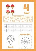 Trace, color, dot to dot exercises for kids vector