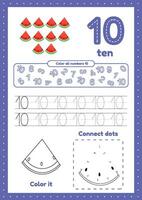 Educational worksheet for kids with trace color and connect dots vector