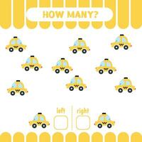 Count and write left and right taxi cars vector