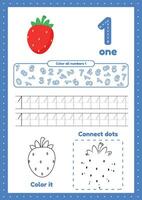 Trace, color, dot to dot on one page vector