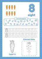 Tracing page for kids. Color and dot to dot exercise vector