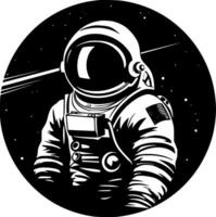 astronauta - negro y blanco aislado icono - vector ilustración