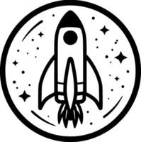 Rocket, Black and White Vector illustration