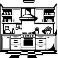 Kitchen, Minimalist and Simple Silhouette - Vector illustration