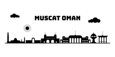 moscatel Omán paisaje urbano horizonte bosquejo ilustración vector. vector