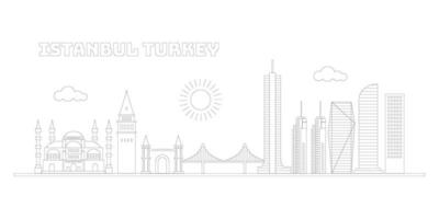 Estanbul Turquía paisaje urbano horizonte bosquejo ilustración vector. vector