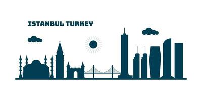 Estanbul Turquía paisaje urbano horizonte bosquejo ilustración vector. vector