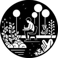 Garden, Black and White Vector illustration