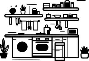 Kitchen, Minimalist and Simple Silhouette - Vector illustration