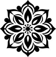 mandala - negro y blanco aislado icono - vector ilustración