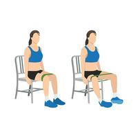 Woman doing Seated abduction exercise. vector
