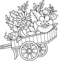 Vector illustration of a Vase with flower bouquet. coloring page for adults