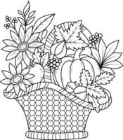 Vector illustration of a Vase with flower bouquet. coloring page for adults