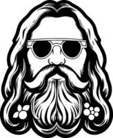 Hippie, Black and White Vector illustration