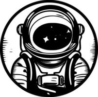 astronauta - negro y blanco aislado icono - vector ilustración