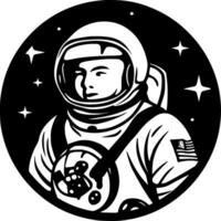 astronauta - negro y blanco aislado icono - vector ilustración