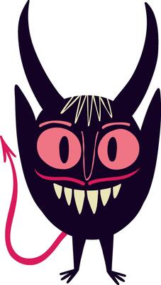 Cute funny character monster gin with funny smile face.