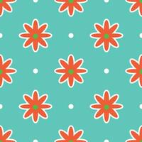 Y2K floral pattern. Funny funky retro flowers background vector