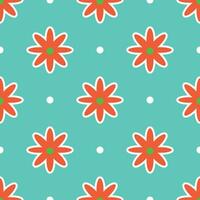 Y2K floral pattern. Funny funky retro flowers background vector