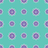 Y2K floral pattern. Funny funky retro flowers background vector