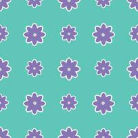 Y2K floral pattern. Funny funky retro flowers background vector