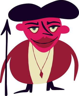 Red evil devil character. Vibrant bright Strange ugly Halloween characters.