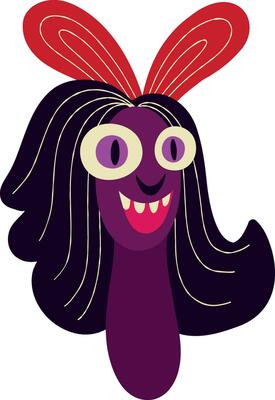 worm character for Halloween holiday. Cute bizarre comic characters in modern flat hand drawn style