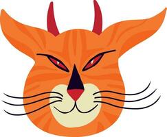 Cute magical tiger with horns. Halloween illustration vector