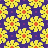 Y2K floral pattern. Funny funky retro flowers background vector