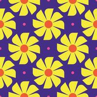 Y2K floral pattern. Funny funky retro flowers background vector