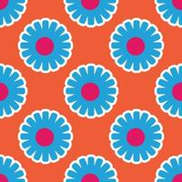Y2K floral pattern. Funny funky retro flowers background vector