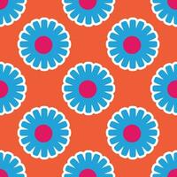 Y2K floral pattern. Funny funky retro flowers background vector