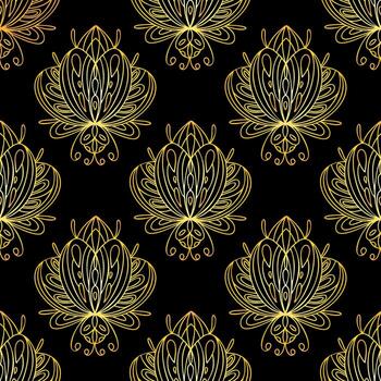 patrón sin costuras de escarabajos dorados. patrón bohemio con bichos vector