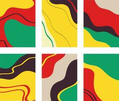 Collection of multicolored abstract paintings against white background vector