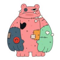 engraçado Horror fofa Rosa colorida assustador Urso de pelúcia Urso boneca brinquedo monstro para dia das Bruxas png