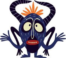 Vibrant Strange Demon with creepy face. Halloween Character. Character with devil face. vector