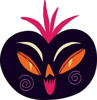 funky pumpkin with an evil muzzle, An illustration in a modern childish hand-drawn style vector