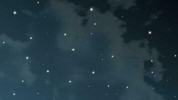 Night sky with clouds and many stars. Abstract nature background with stardust in deep universe. Vector illustration.