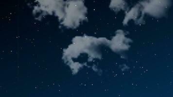 Night sky with clouds and many stars. Abstract nature background with stardust in deep universe. Vector illustration.