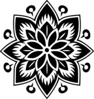 mandala - negro y blanco aislado icono - vector ilustración