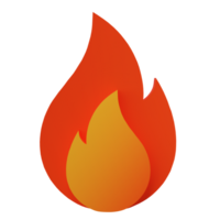 3D fire icon isolated on transparent background. 3d cartoon simple illustration png