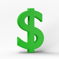 3D Dollar sign isolated on transparent background, png file