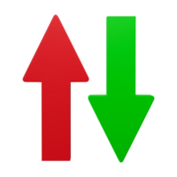 3d Wiedergabe, 3d Illustration. rot und Grün Pfeile isoliert auf transparent Hintergrund. zum Anwendung, Netz, Design, Inserat png