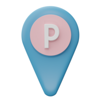 Location mark isolated on transparent background. destination pointer, parking sign. 3D render illustration png