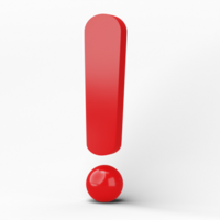 3D Exclamation mark symbol, caution sign icon isolated on transparent background png file.